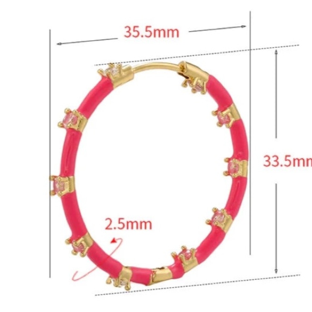 Goldtone and White Hoop Earrings with Crown Accents - Women Jewelry - Picture 2 of 2